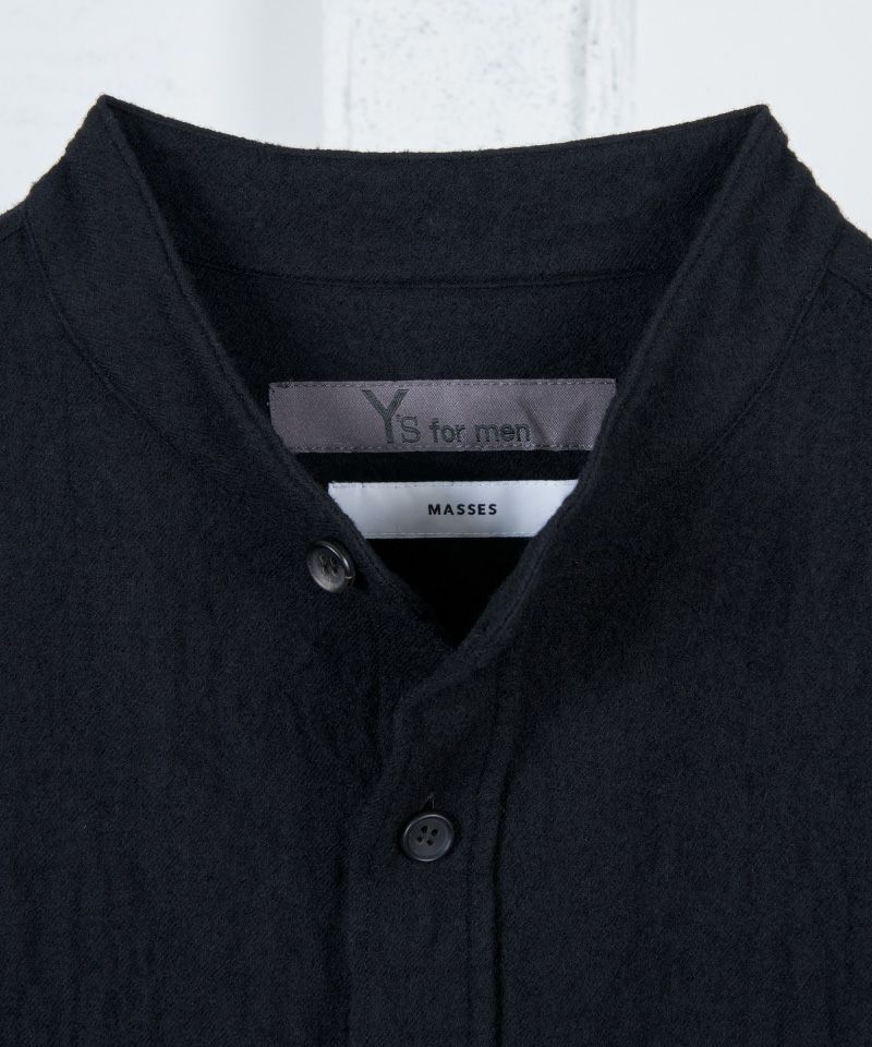 MASSES＞SHRINK SERGE SHRINK STAND COLLAR BLOUSE | MAKES ONLINE STORE