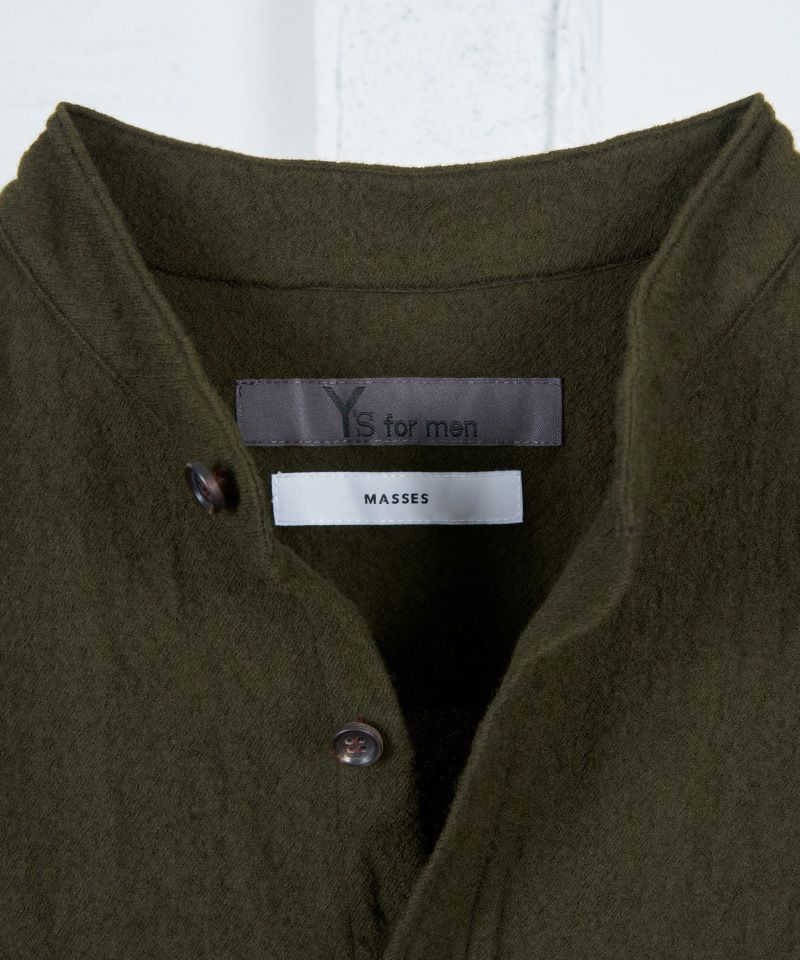 MASSES＞SHRINK SERGE SHRINK STAND COLLAR BLOUSE | MAKES ONLINE STORE