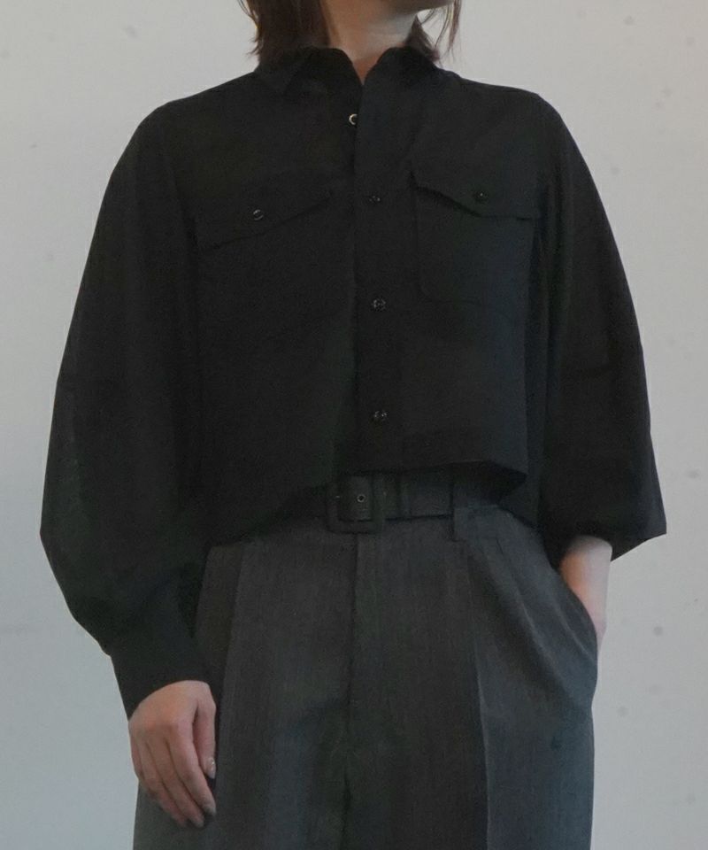 HYKE＞T/W VOILE BALLOON SLEEVE CROPPED SHIRT | MAKES ONLINE STORE