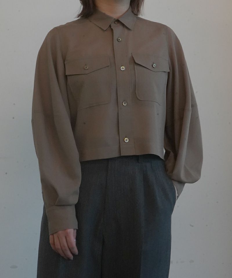 HYKE＞T/W VOILE BALLOON SLEEVE CROPPED SHIRT | MAKES ONLINE STORE
